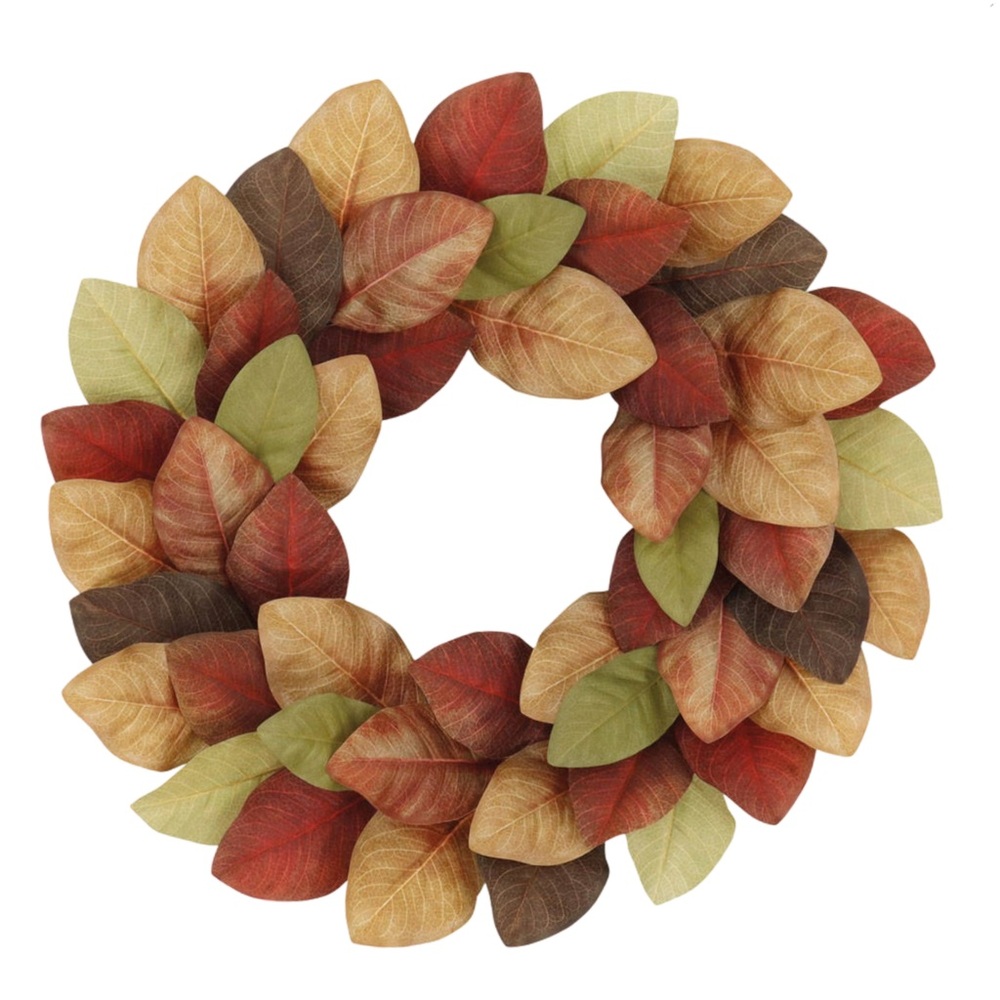 Huntington Home 20" Indoor Outdoor Harvest Door Wreath Multicolor Fall Leaves - Picture 3 of 6